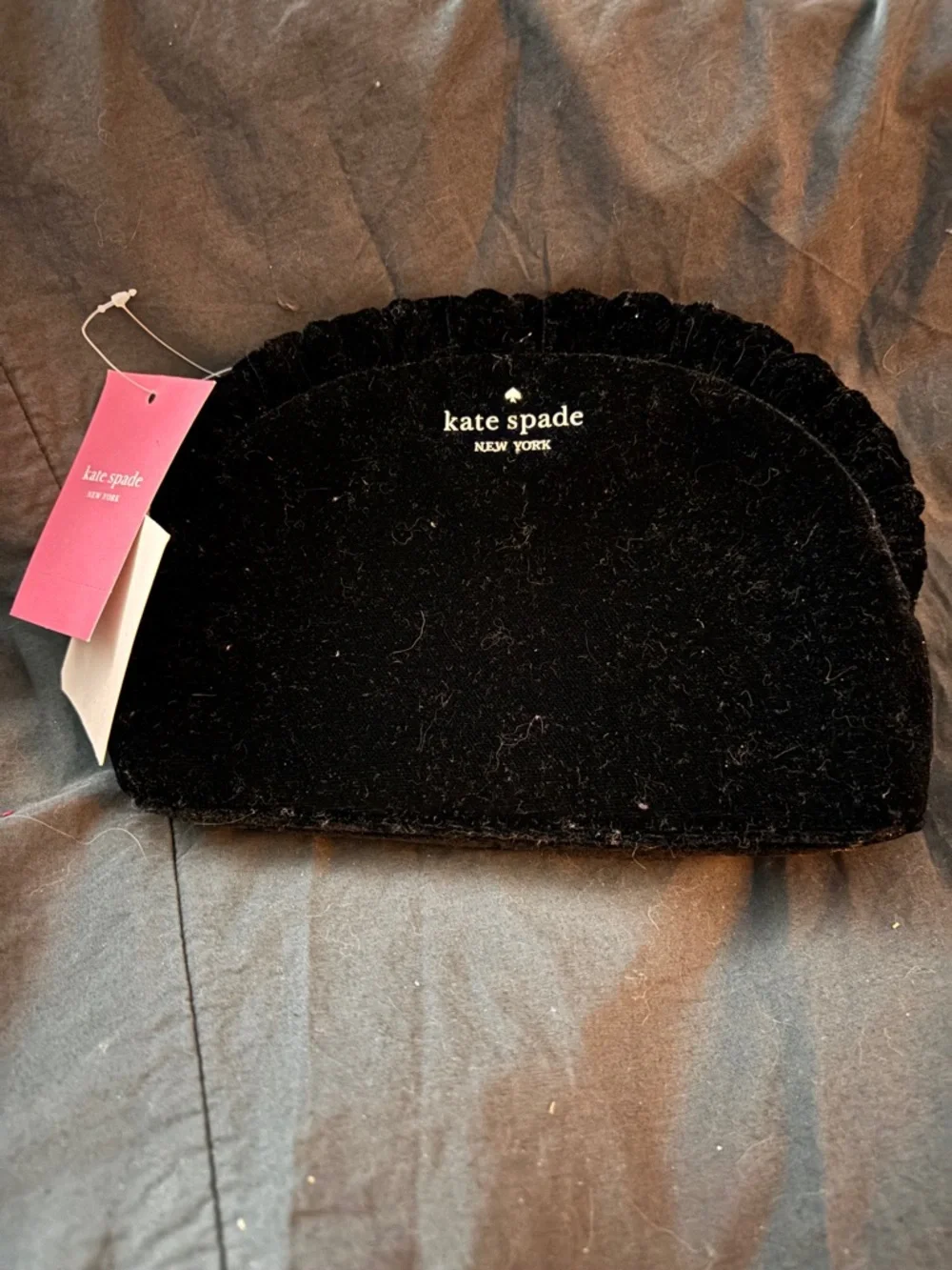 kate spade Black Crushed Velvet Cosmetic Case